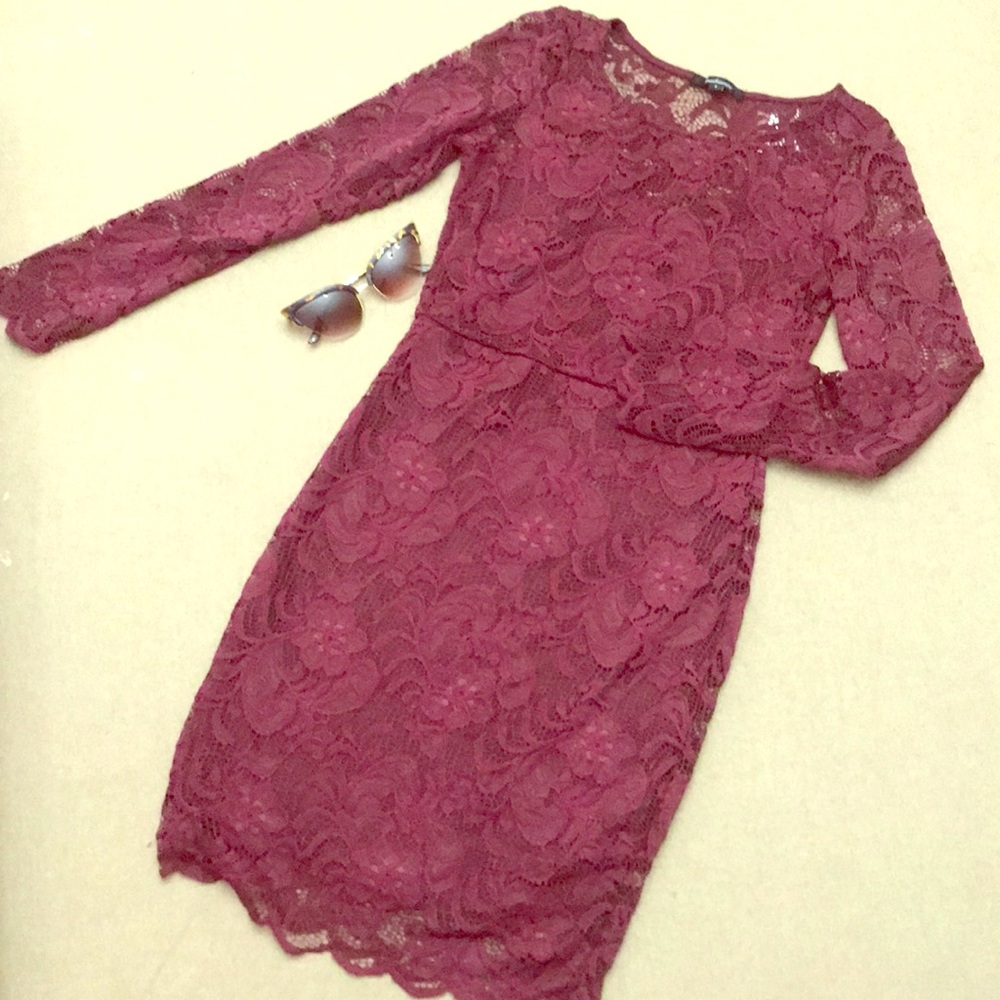 NEW Maroon Midi Lace Dress